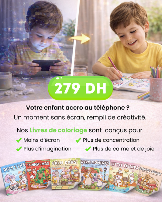 6 livres de coloriage + boîte de crayons de couleur (Enfants)